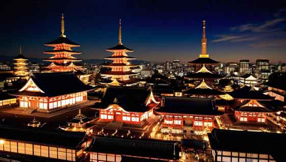 観光名所の道後温泉と隣接する道後ヘルスビルの夜景、松山の夜遊びスポット