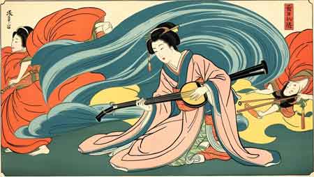 松山・道後温泉｜道後歌舞伎通りの茶屋で芸者が三味線演奏する様子